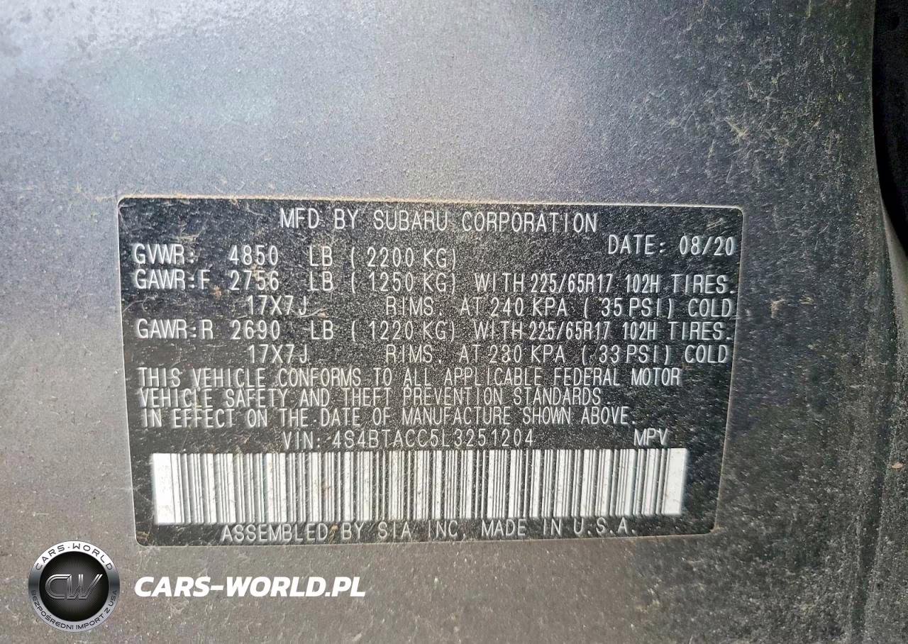 2020 Subaru Outback Premium VIN:4S4BTACC5L3251204 - 13