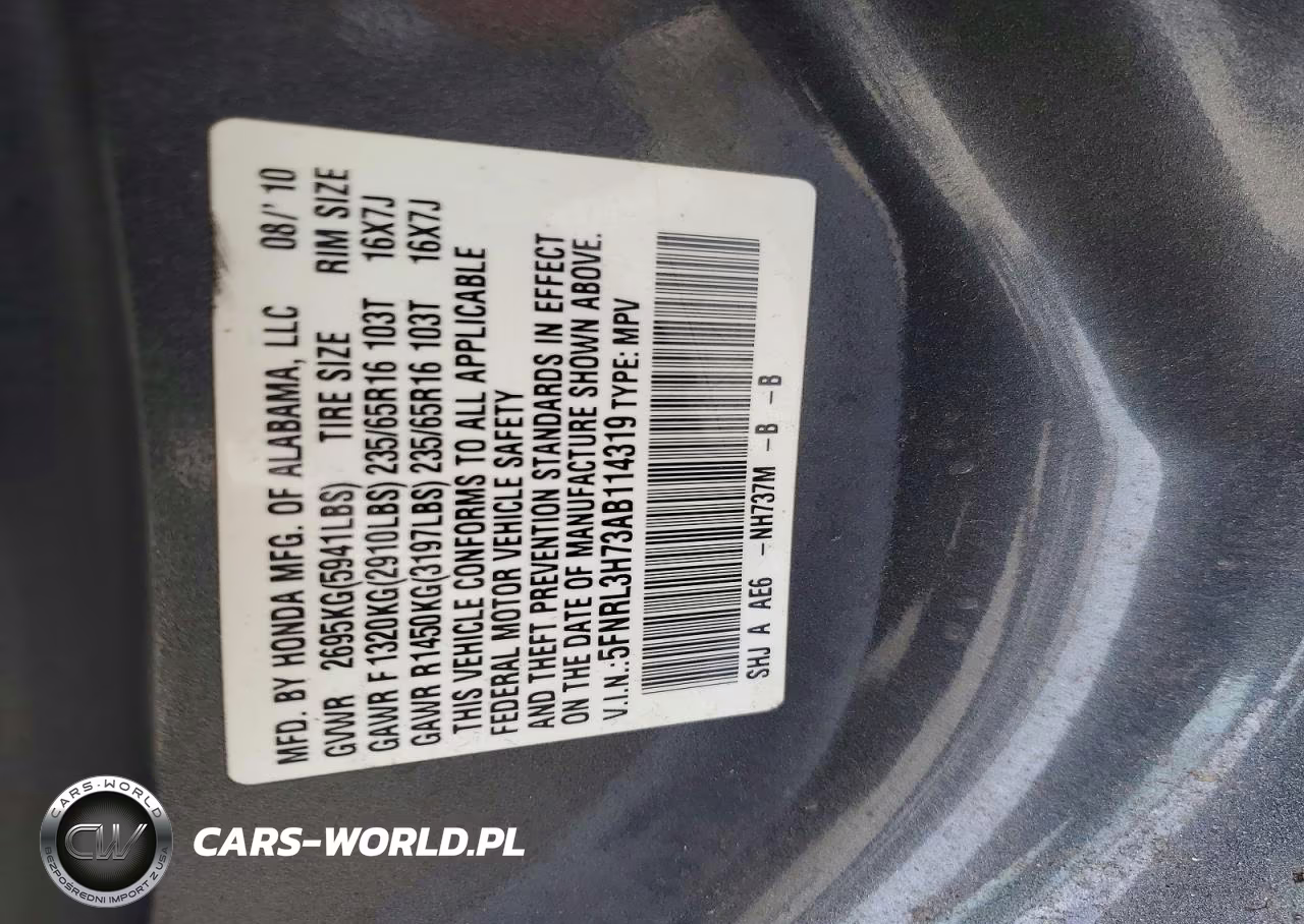 2010 Honda Odyssey Exl VIN:5FNRL3H73AB114319 - 13