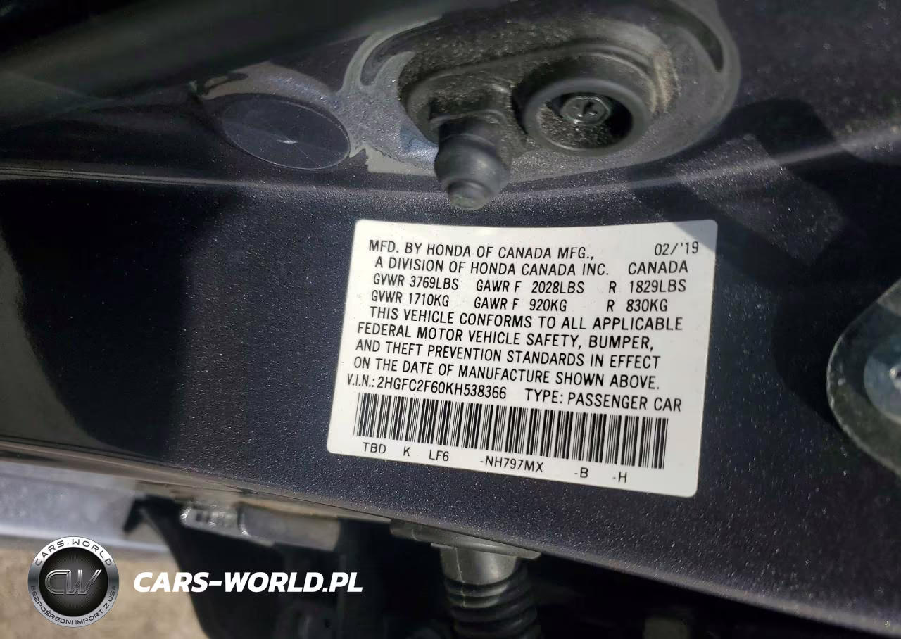 2019 Honda Civic Lx VIN:2HGFC2F60KH538366 - 12