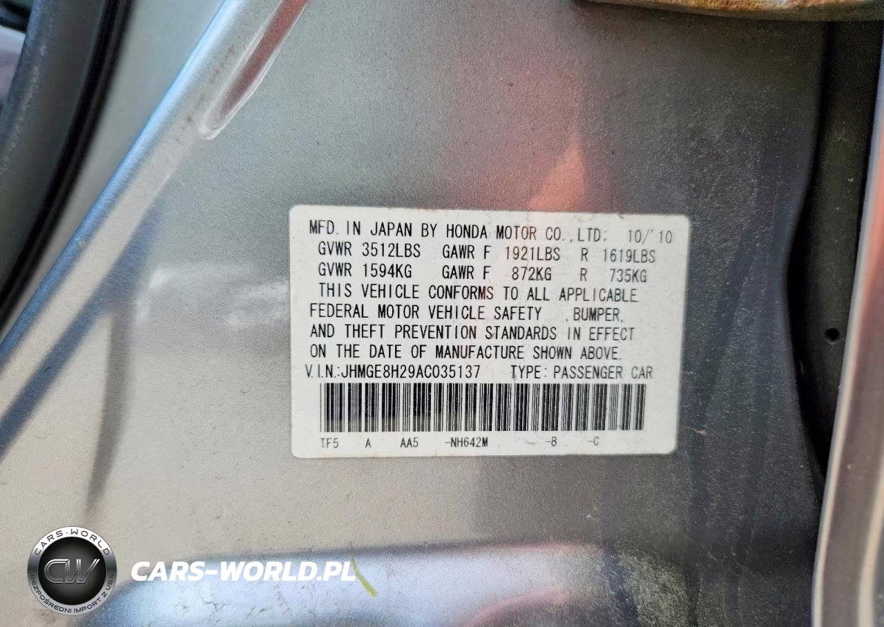 2010 Honda Fit VIN:JHMGE8H29AC035137 - 12