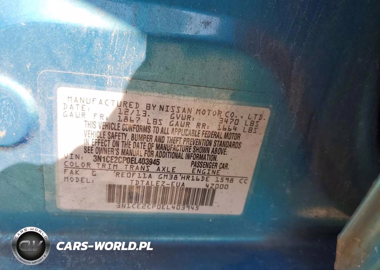2014 Nissan Versa Note Sv VIN:3N1CE2CP0EL403945 - 12