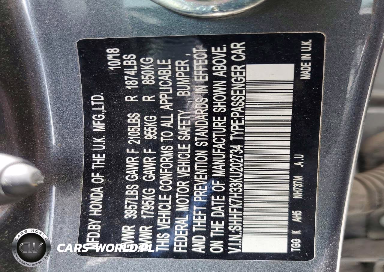2019 Honda Civic Lx VIN:SHHFK7H33KU202734 - 13