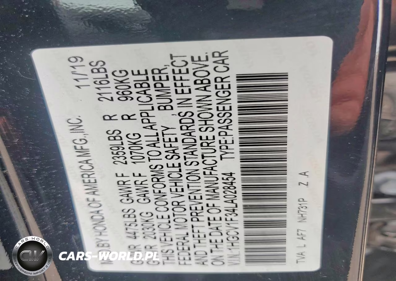 2020 ACCORD SPO ACCORD SPO SPORT VIN:1HGCV1F34LA028454 - 12