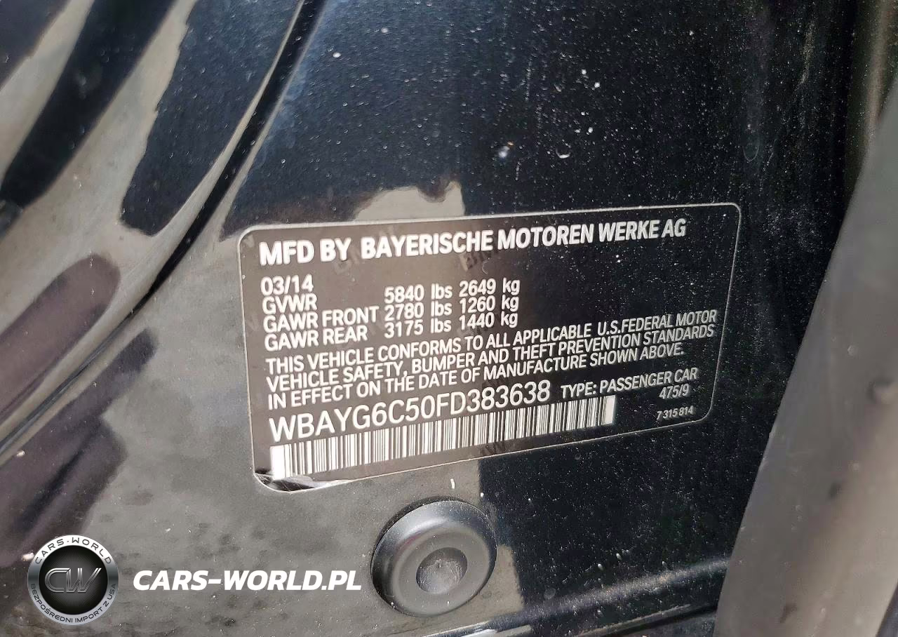 2015 BMW 740 Ld xDrive VIN:WBAYG6C50FD383638 - 13