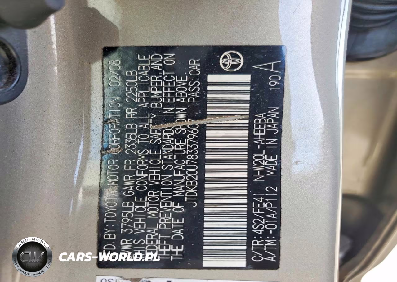 2008 Toyota Prius Base VIN:JTDKB20U783379607 - 13