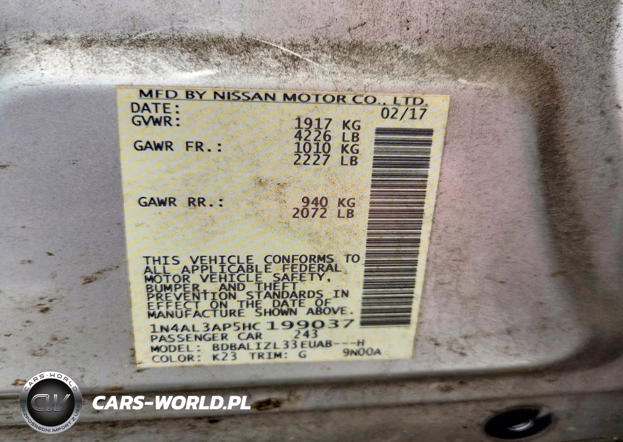 2017 Nissan Altima 2.5 Sv VIN:1N4AL3AP5HC199037 - 12