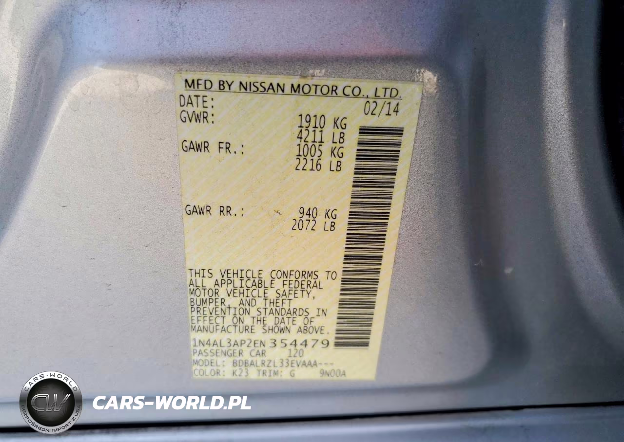 2014 Nissan Altima 2.5 S VIN:1N4AL3AP2EN354479 - 12