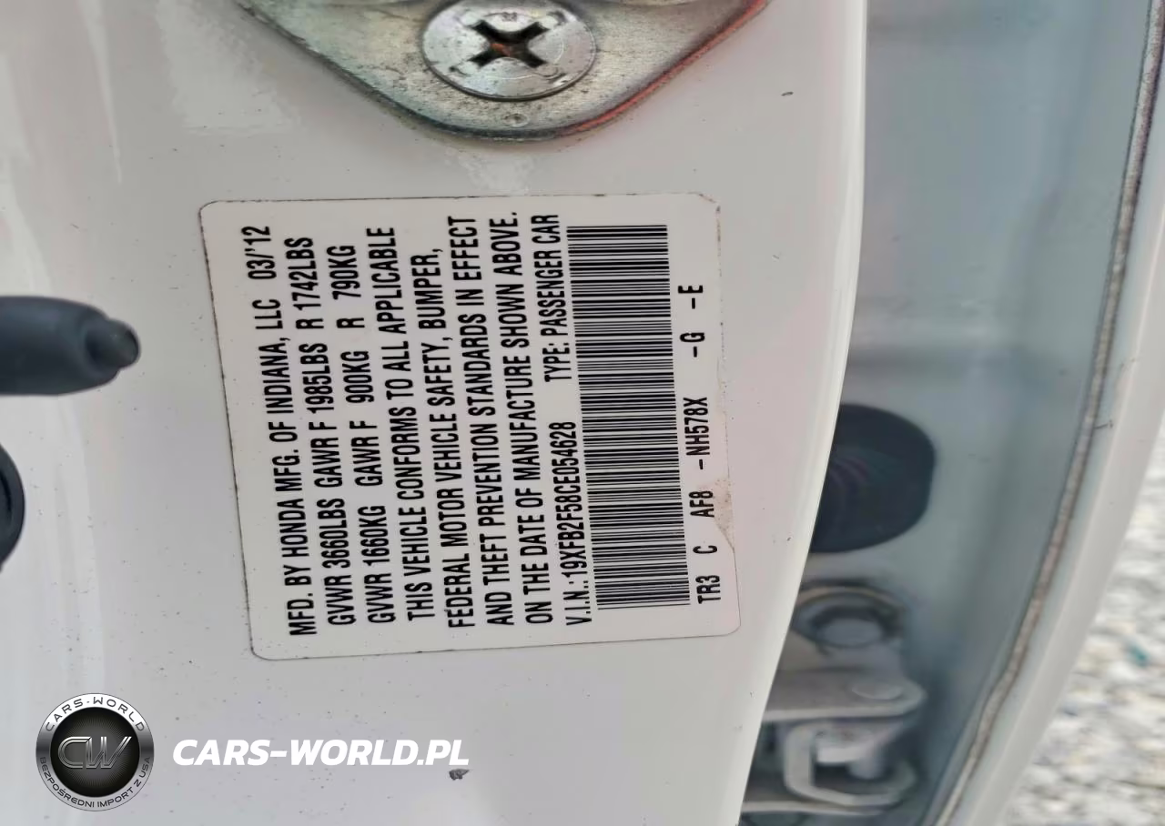 2012 Honda Civic Lx VIN:19XFB2F58CE054628 - 12