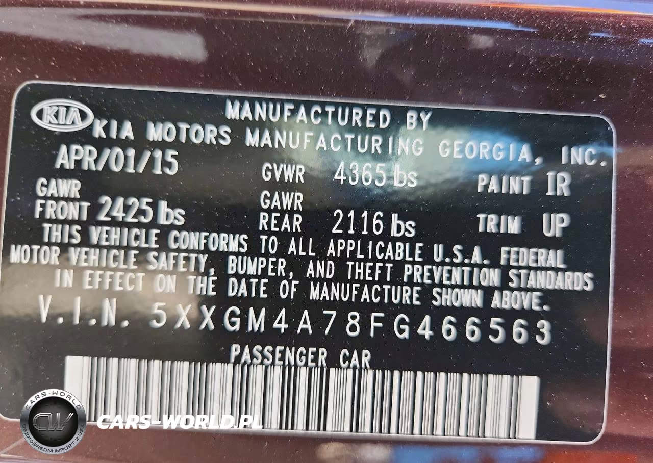 2015 Kia Optima Lx VIN:5XXGM4A78FG466563 - 12