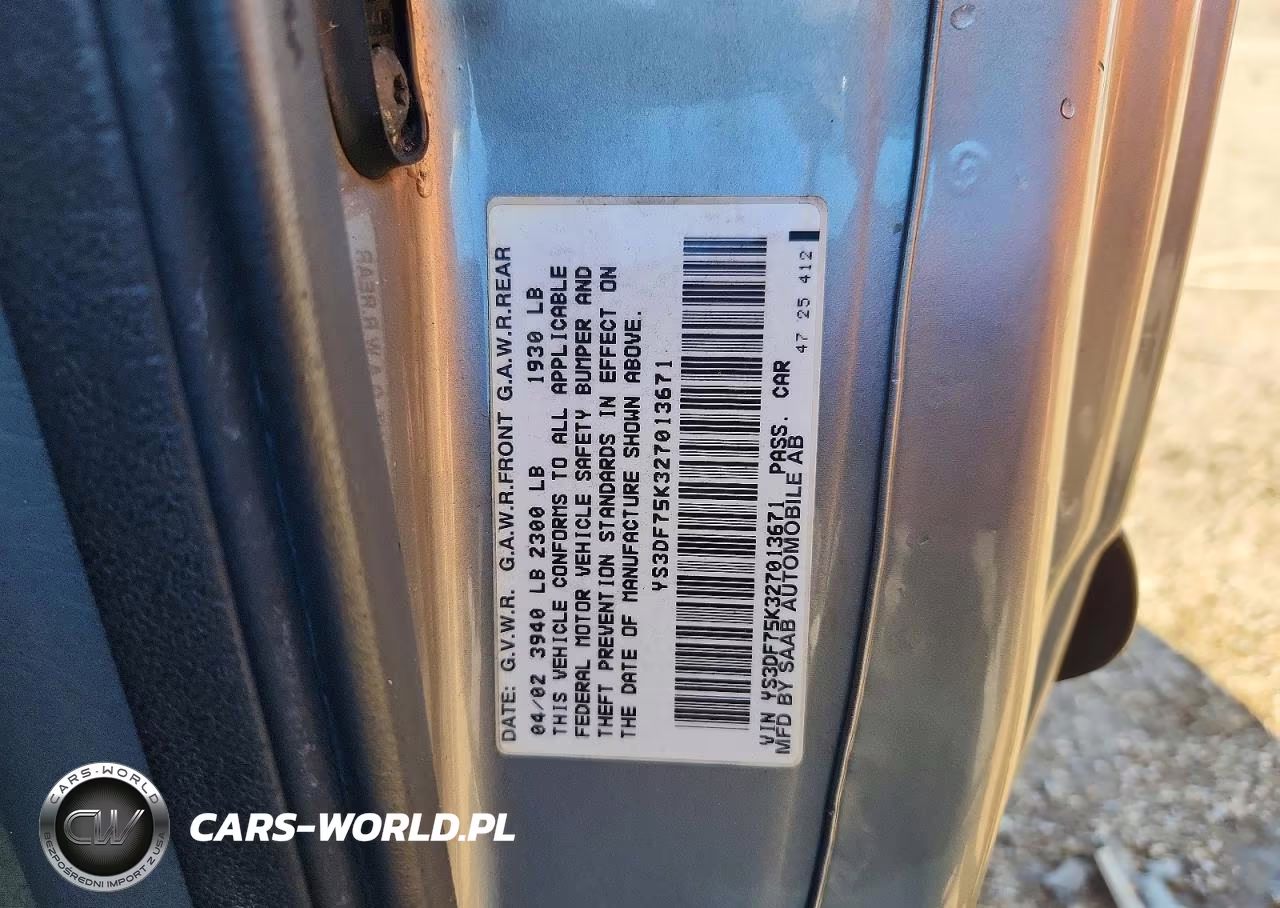 2002 Saab 9-3 Se VIN:YS3DF75K327013671 - 13