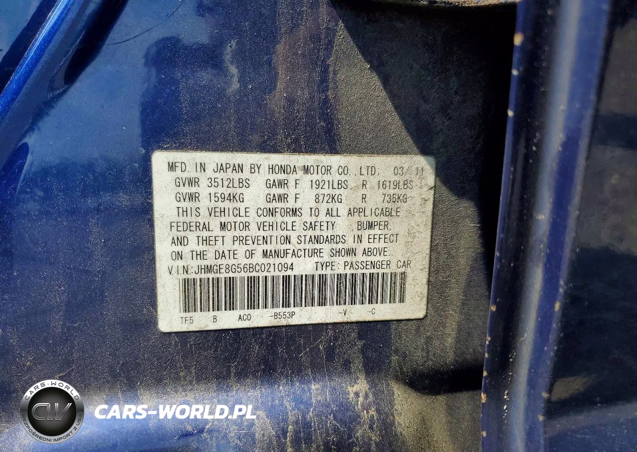 2011 Honda Fit Sport VIN:JHMGE8G56BC021094 - 12