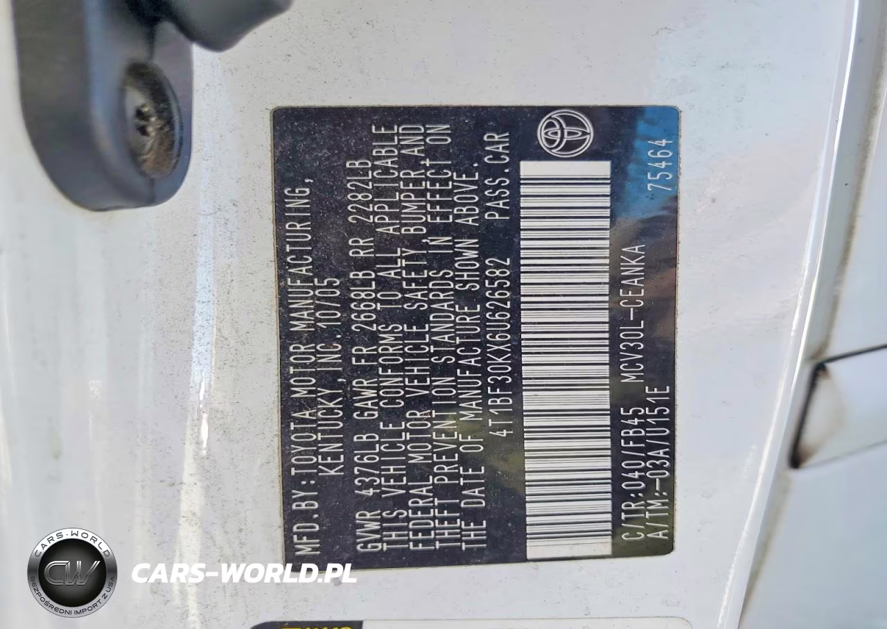 2006 Toyota Camry Le V6 VIN:4T1BF30KX6U626582 - 12