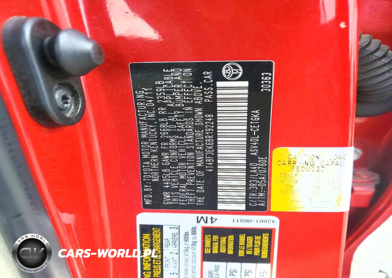 2011 Toyota Camry Xle VIN:4T4BF3EK6BR192248 - 13