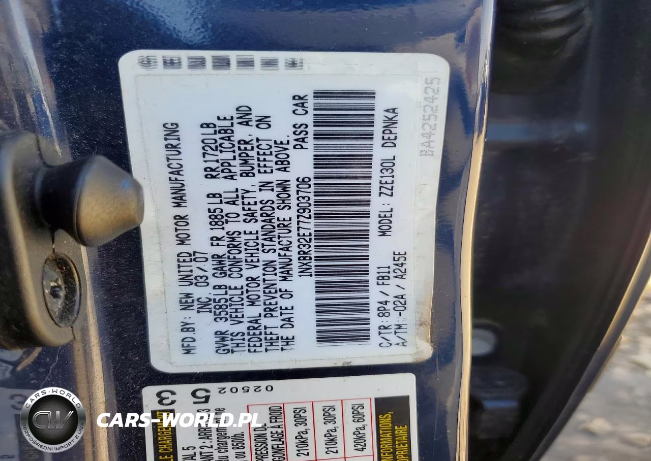 2007 Toyota Corolla Le VIN:1NXBR32E77Z903706 - 12