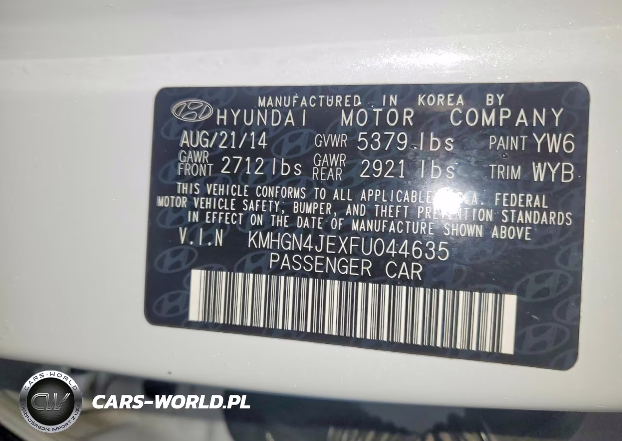 2015 Hyundai Genesis 3.8L VIN:KMHGN4JEXFU044635 - 12