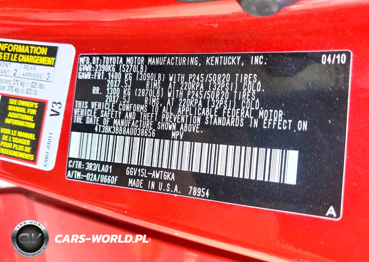 2010 Toyota Venza Awd V6 VIN:4T3BK3BB8AU038656 - 13