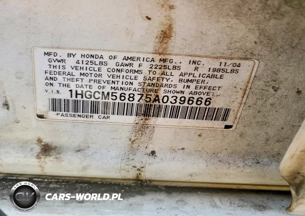 2005 Honda Accord Ex VIN:1HGCM56875A039666 - 12
