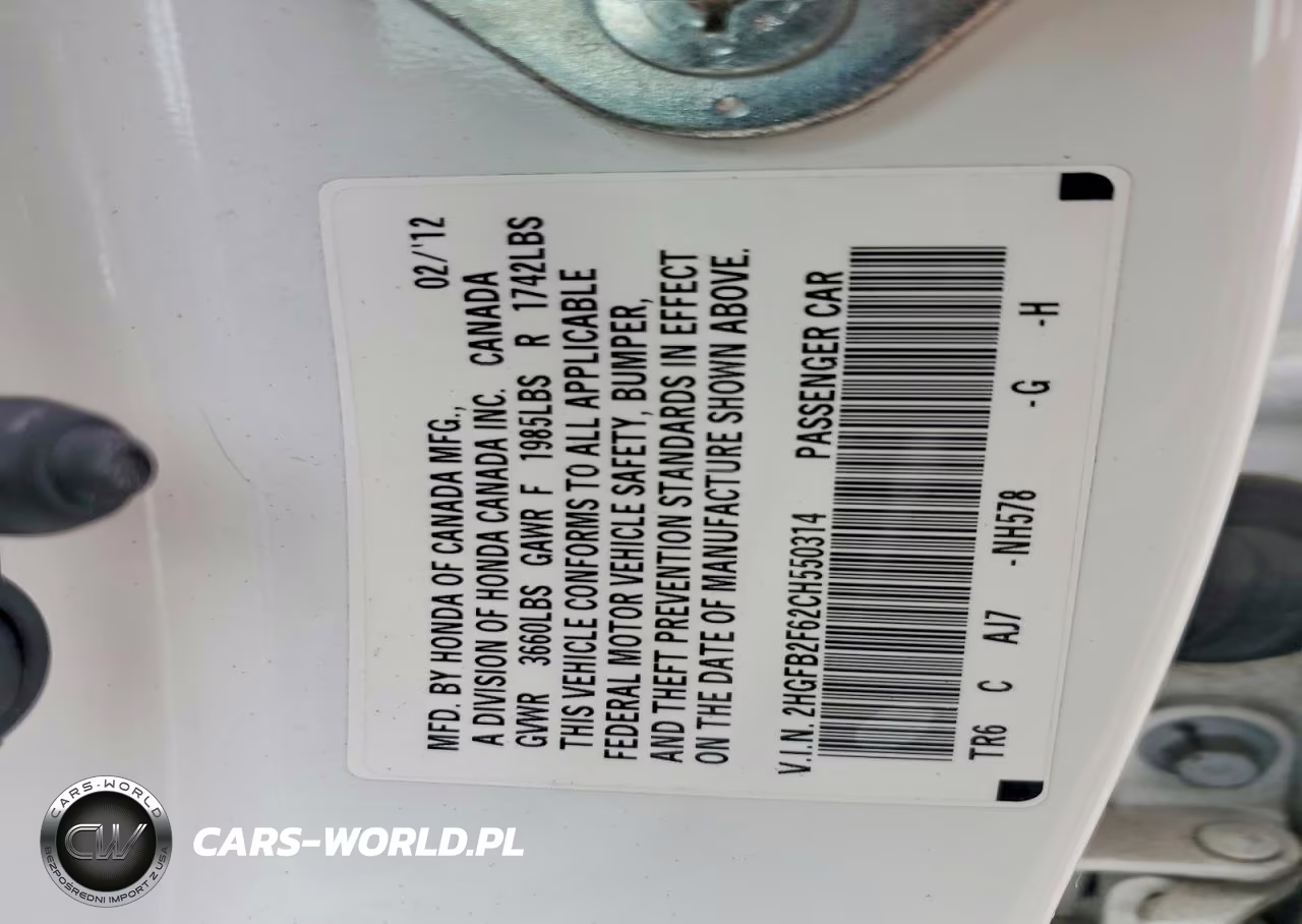 2012 Honda Civic Hf VIN:2HGFB2F62CH550314 - 12