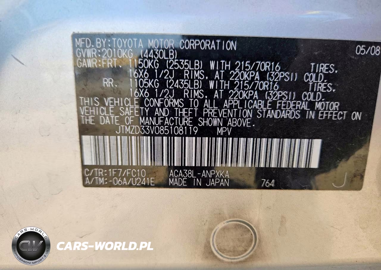 2008 Toyota Rav4 Base VIN:JTMZD33V085108119 - 13