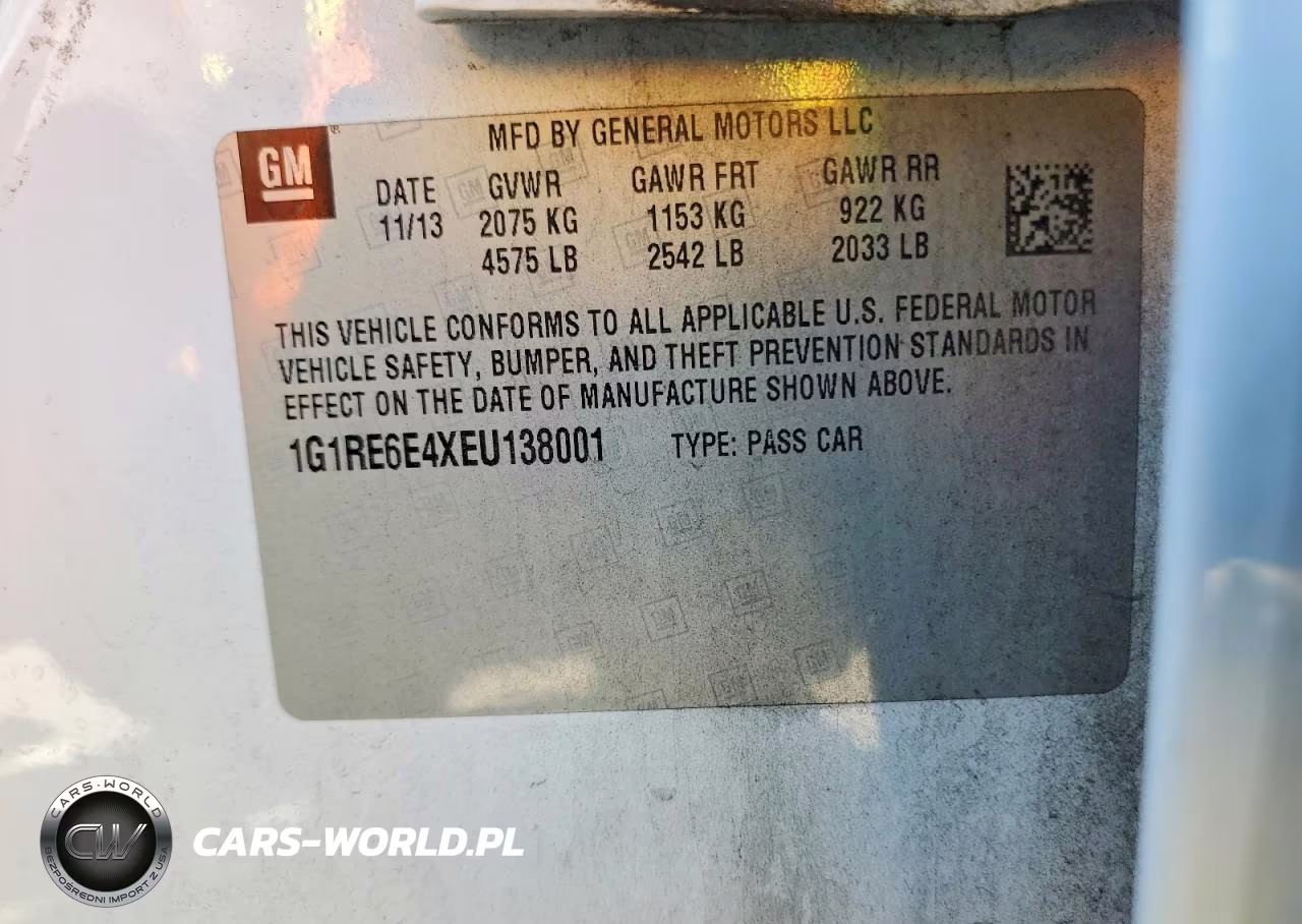 2014 Chevrolet Volt VIN:1G1RE6E4XEU138001 - 12