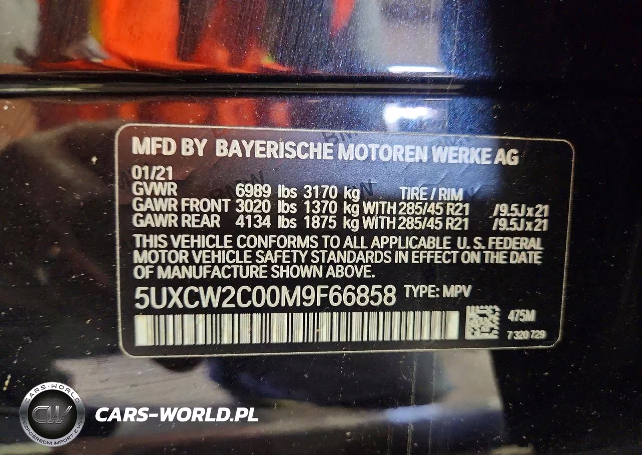 2021 BMW X7 xDrive40I VIN:5UXCW2C00M9F66858 - 14
