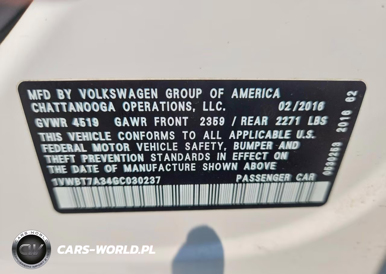 2016 Volkswagen Passat Se VIN:1VWBT7A34GC030237 - 12