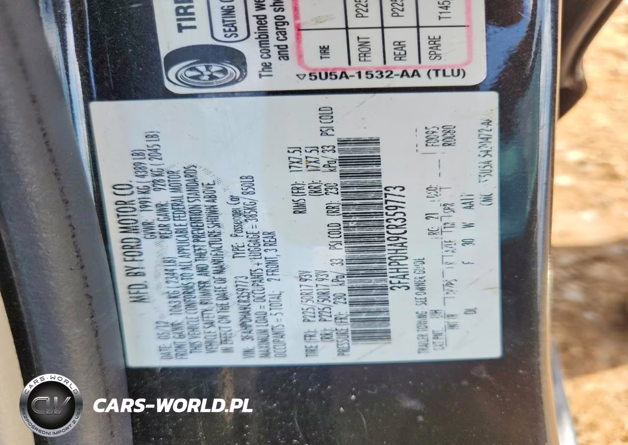 2012 Ford Fusion Se VIN:3FAHP0HA9CR359773 - 13