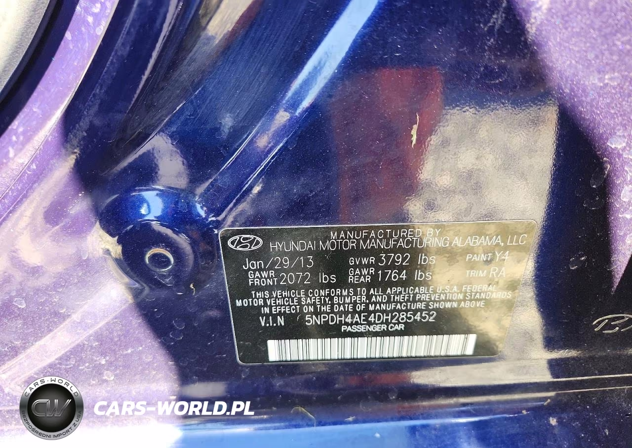 2013 Hyundai Elantra Gls VIN:5NPDH4AE4DH285452 - 12