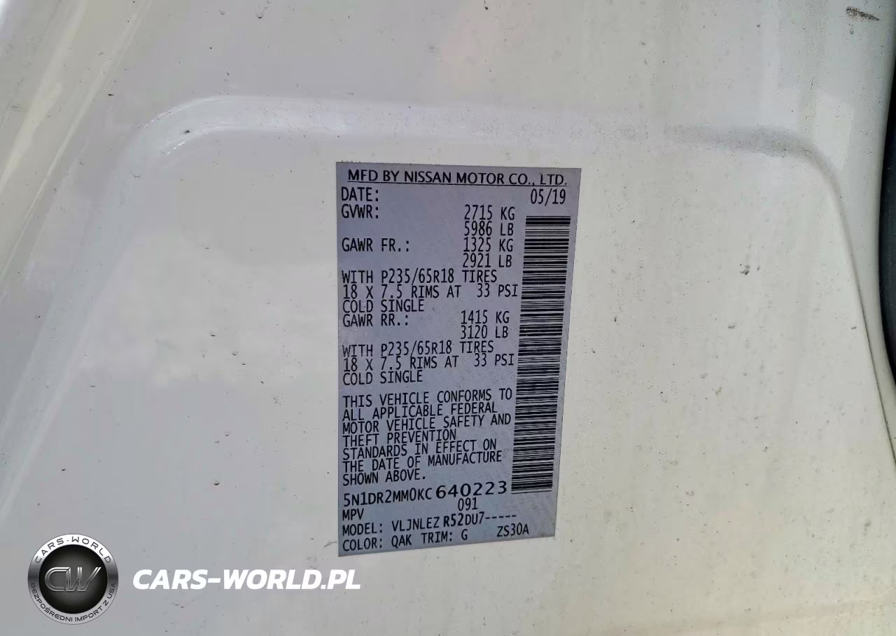 2019 Nissan Pathfinder Sv VIN:5N1DR2MM0KC640223 - 13