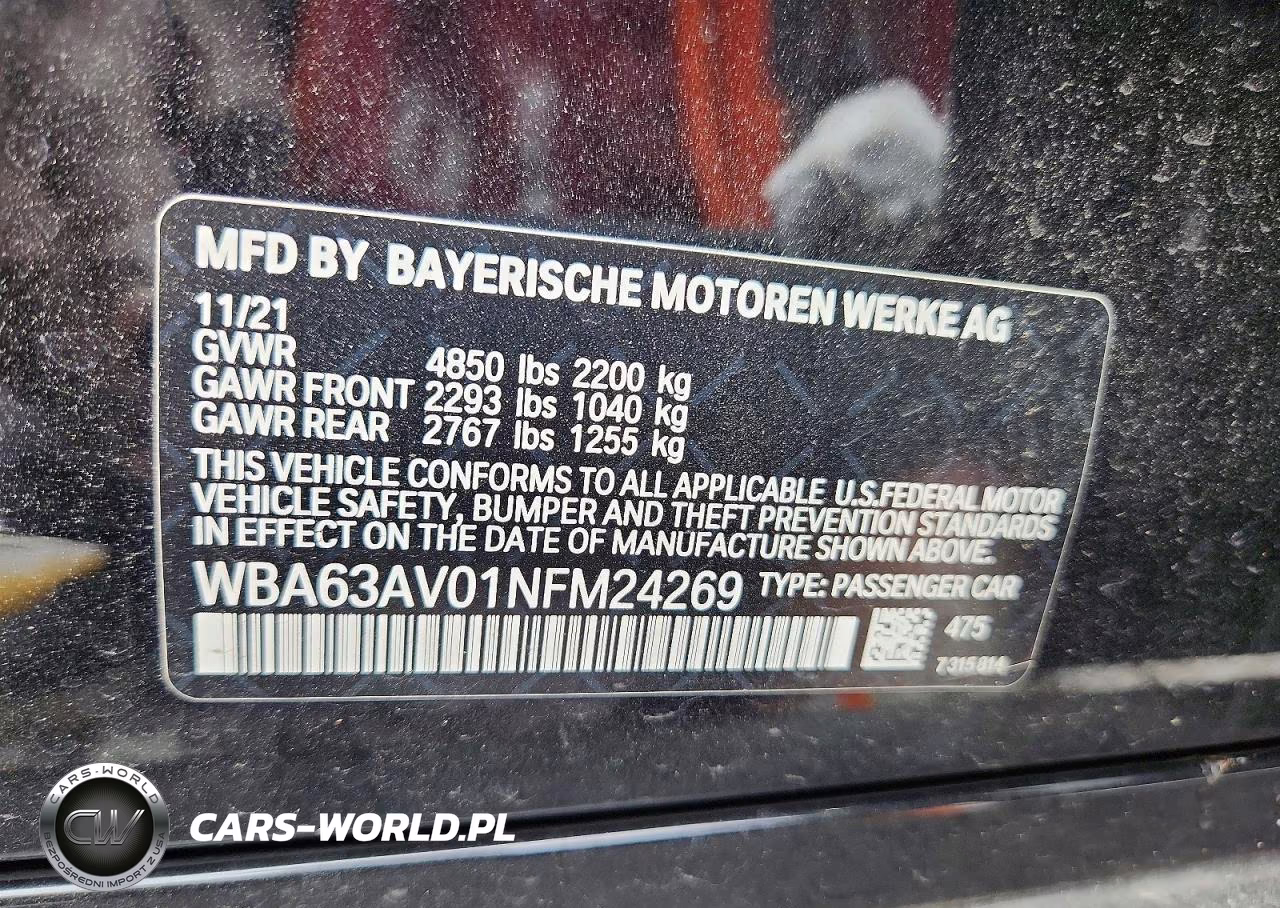 2022 BMW 430I Gran Coupe VIN:WBA63AV01NFM24269 - 12