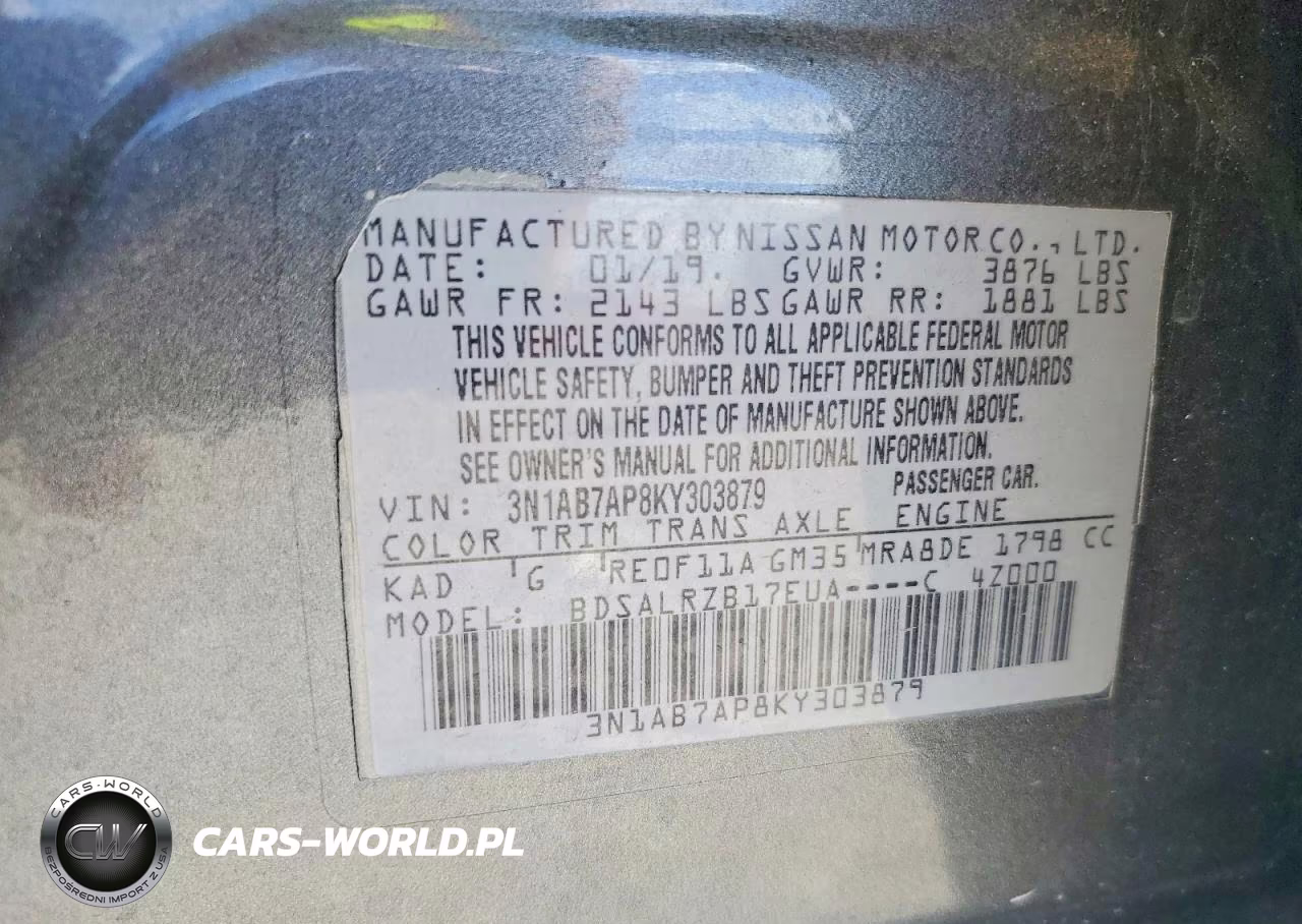 2019 Nissan Sentra Sr VIN:3N1AB7AP8KY303879 - 12
