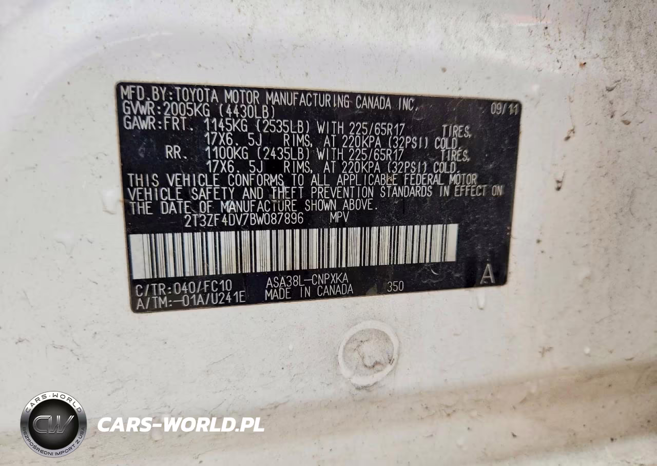 2011 Toyota Rav4 Base VIN:2T3ZF4DV7BW087896 - 12
