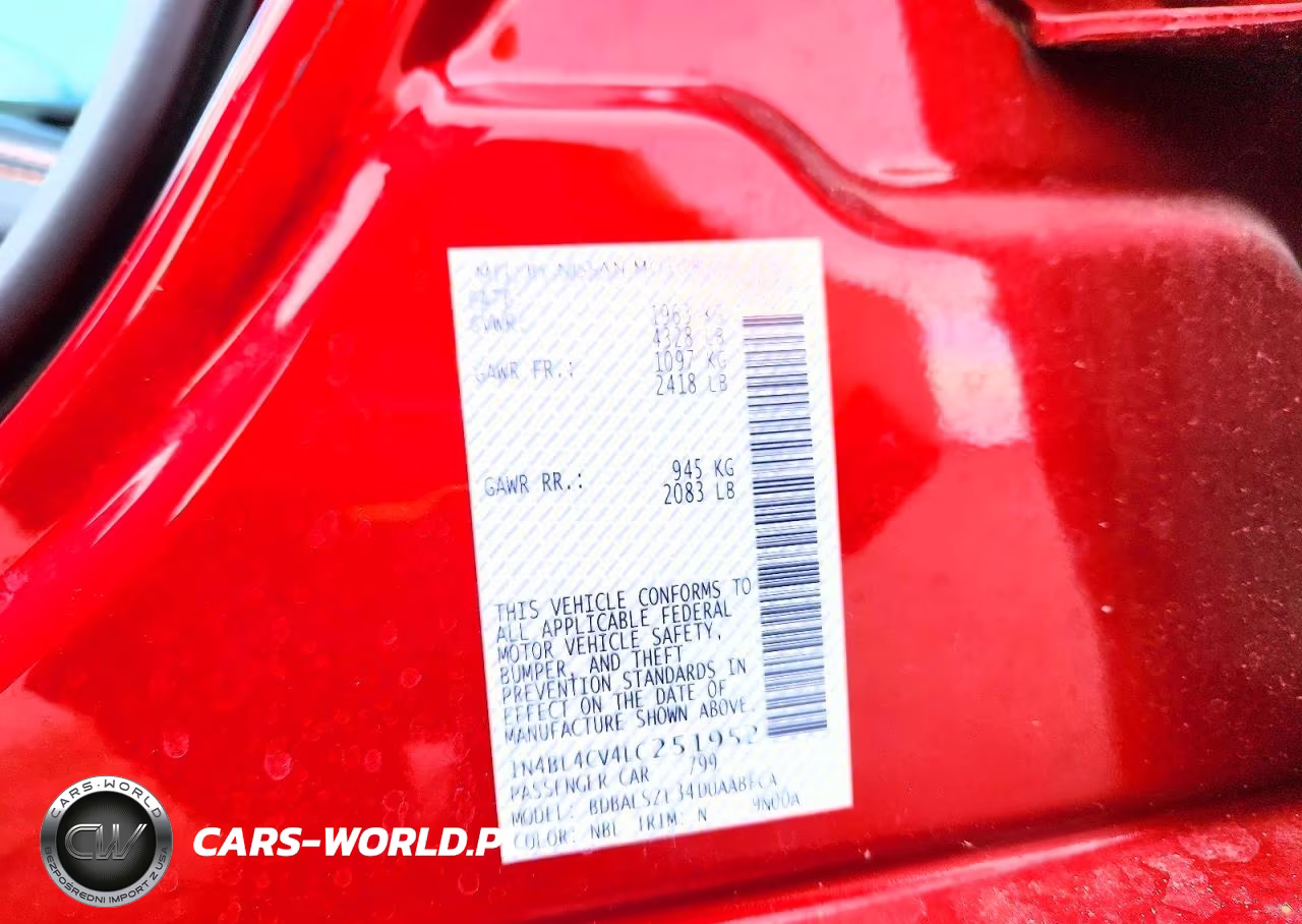 2020 Nissan Altima Sr VIN:1N4BL4CV4LC251952 - 12