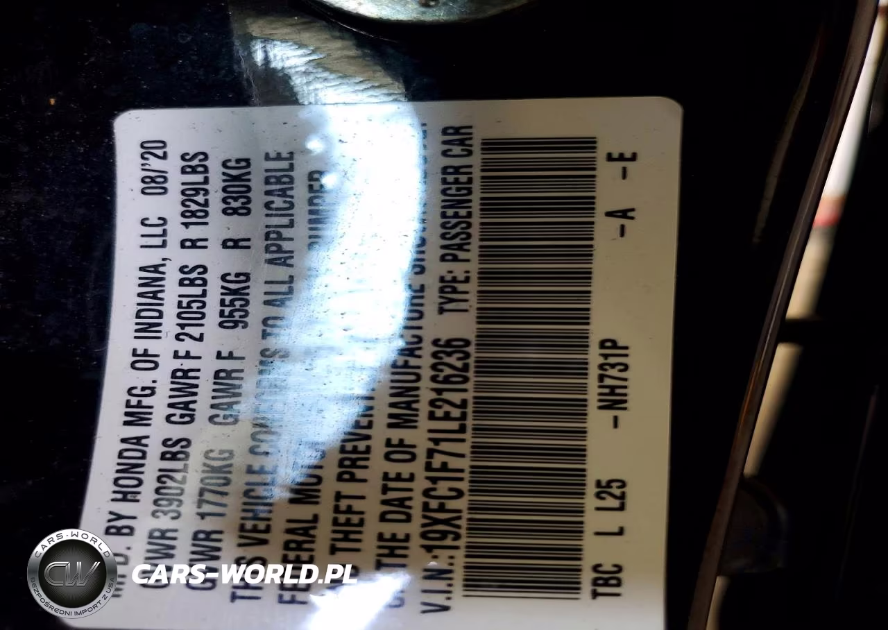 2020 Honda Civic Exl VIN:19XFC1F71LE216236 - 13