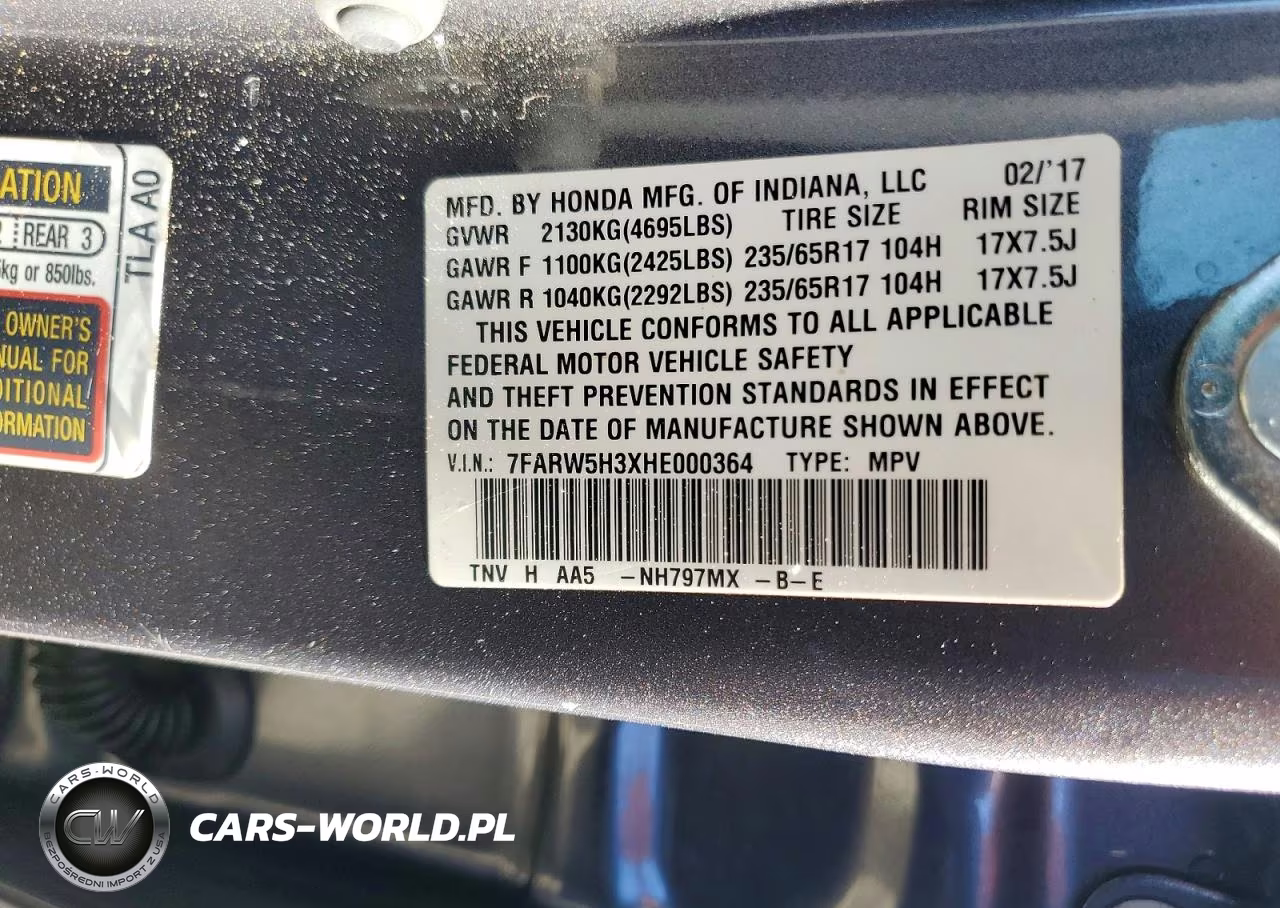 2017 Honda Cr-V Lx VIN:7FARW5H3XHE000364 - 13