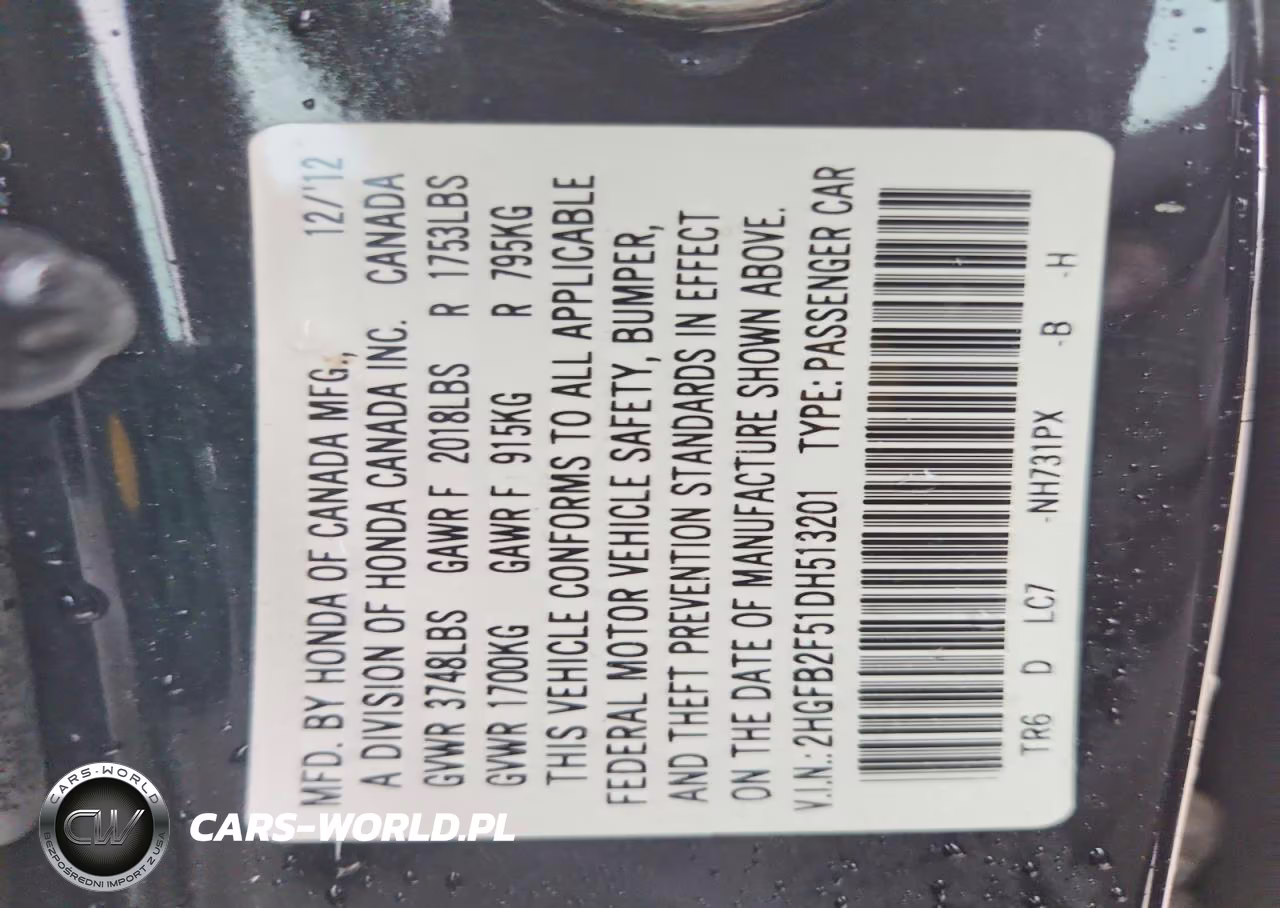 2013 Honda Civic Lx VIN:2HGFB2F51DH513201 - 13