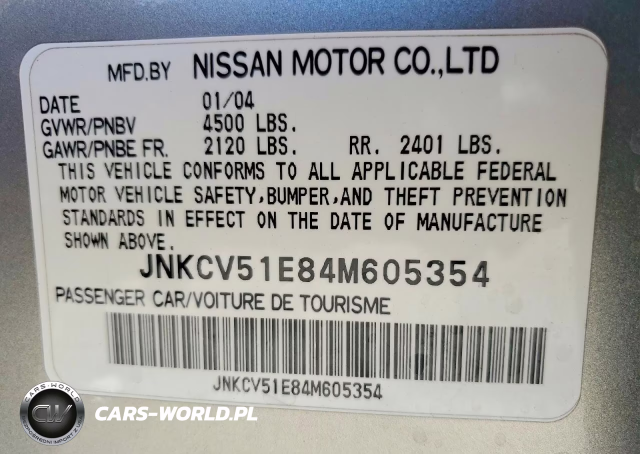 2004 Infiniti G35 Base VIN:JNKCV51E84M605354 - 13