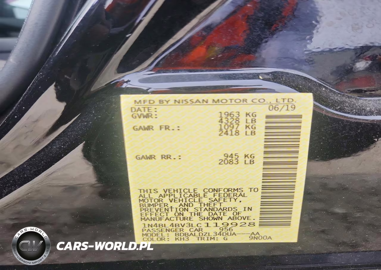 2020 Nissan Altima S VIN:1N4BL4BV3LC119928 - 12