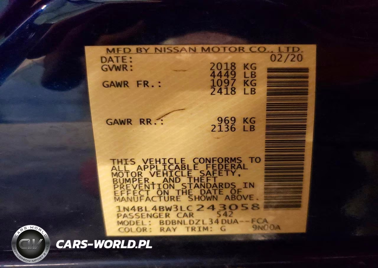 2020 Nissan Altima S VIN:1N4BL4BW3LC243058 - 13