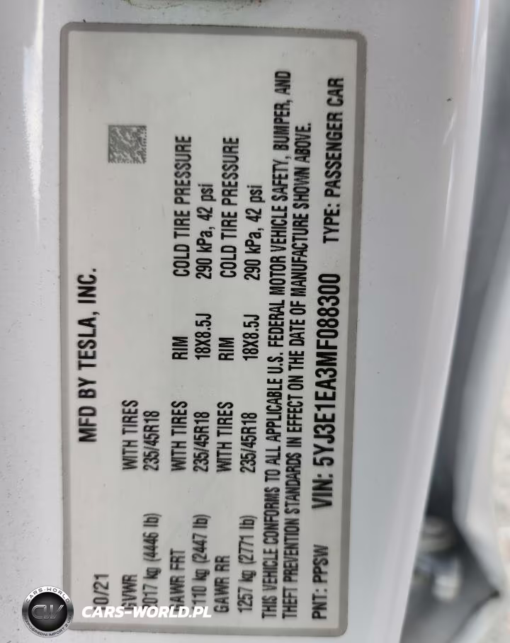 2021 Tesla Model 3 VIN:5YJ3E1EA3MF088300 - 12