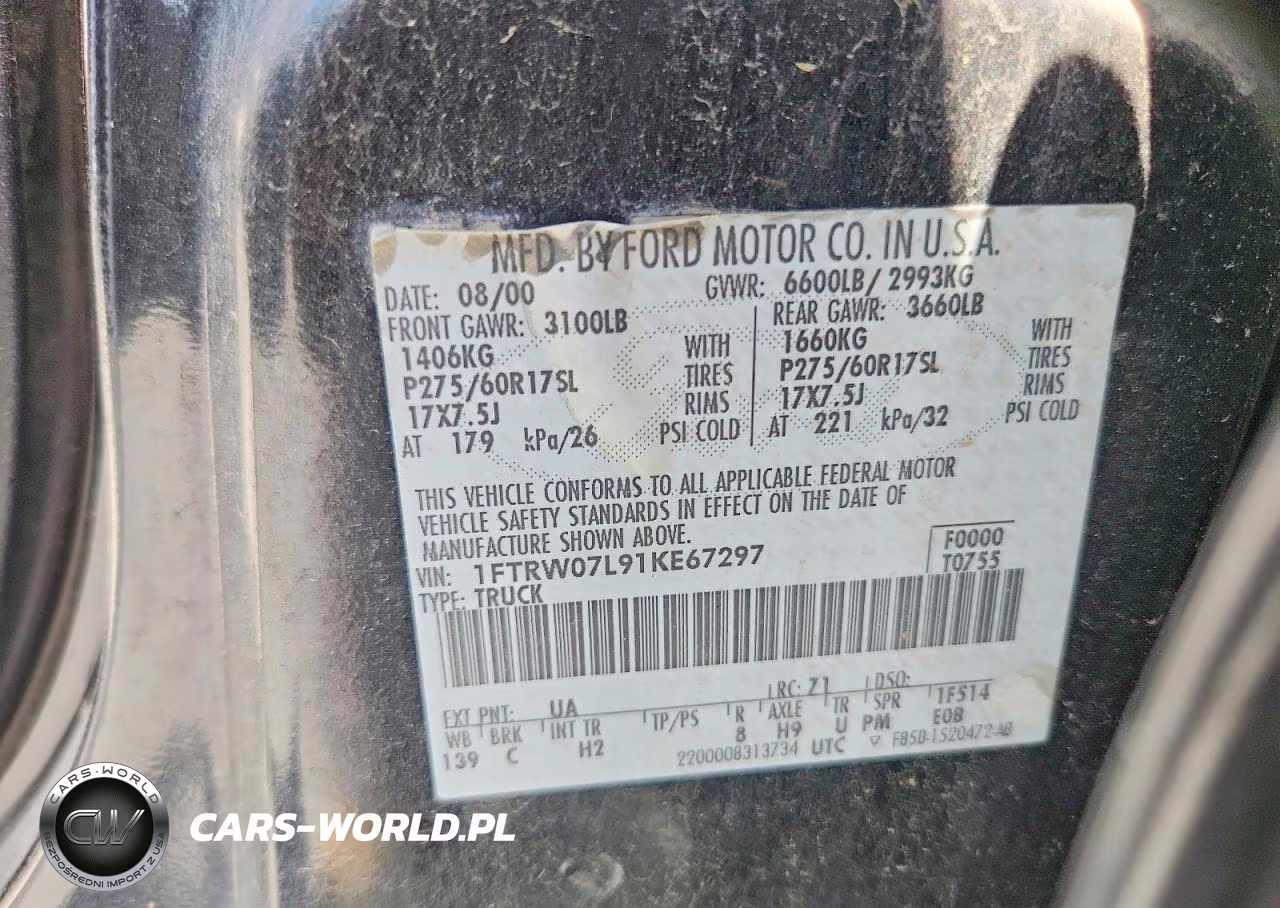 2001 Ford F150 Supercrew VIN:1FTRW07L91KE67297 - 12