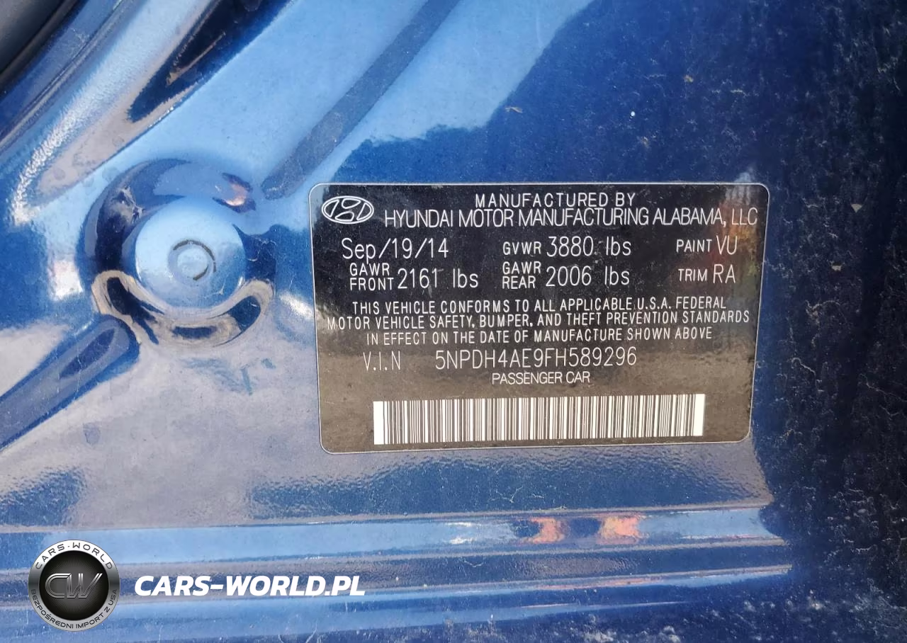 2015 Hyundai Elantra Se VIN:5NPDH4AE9FH589296 - 12