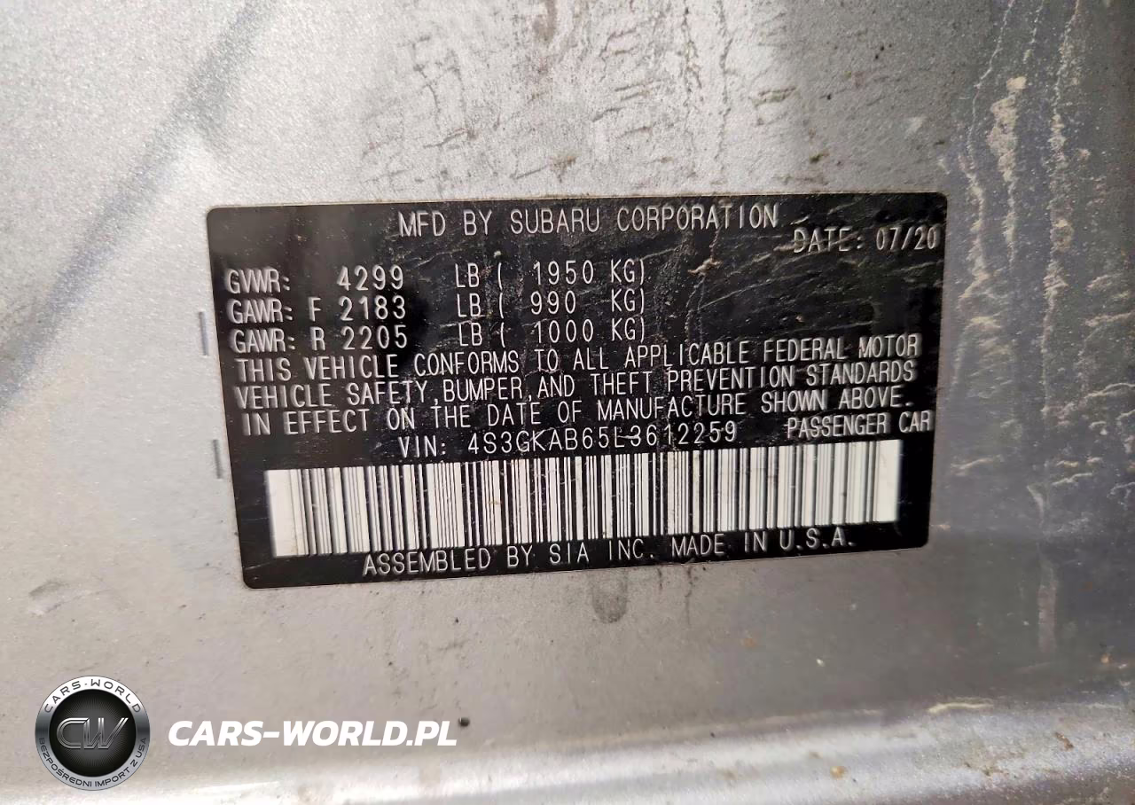 2020 Subaru Impreza VIN:4S3GKAB65L3612259 - 12