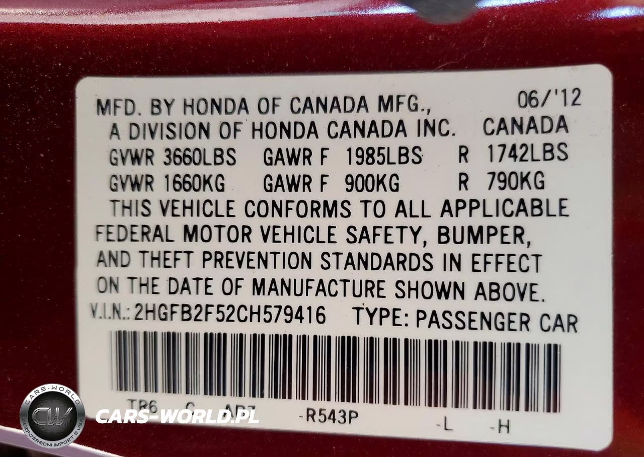 2012 Honda Civic Lx VIN:2HGFB2F52CH579416 - 12