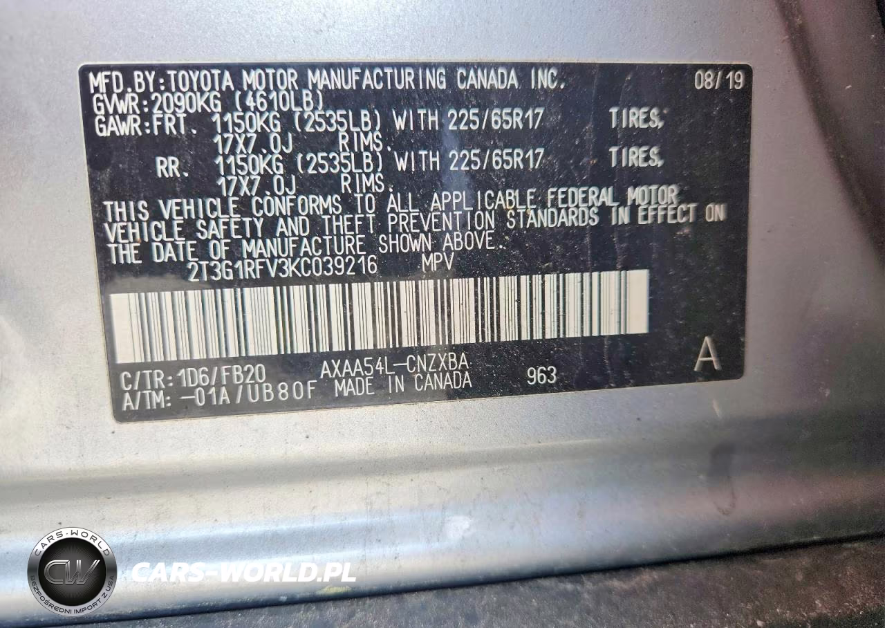 2019 Toyota Rav4 Le VIN:2T3G1RFV3KC039216 - 14