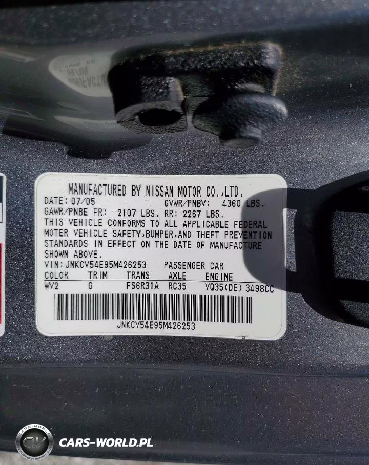 2005 Infiniti G35 Base VIN:JNKCV54E95M426253 - 12