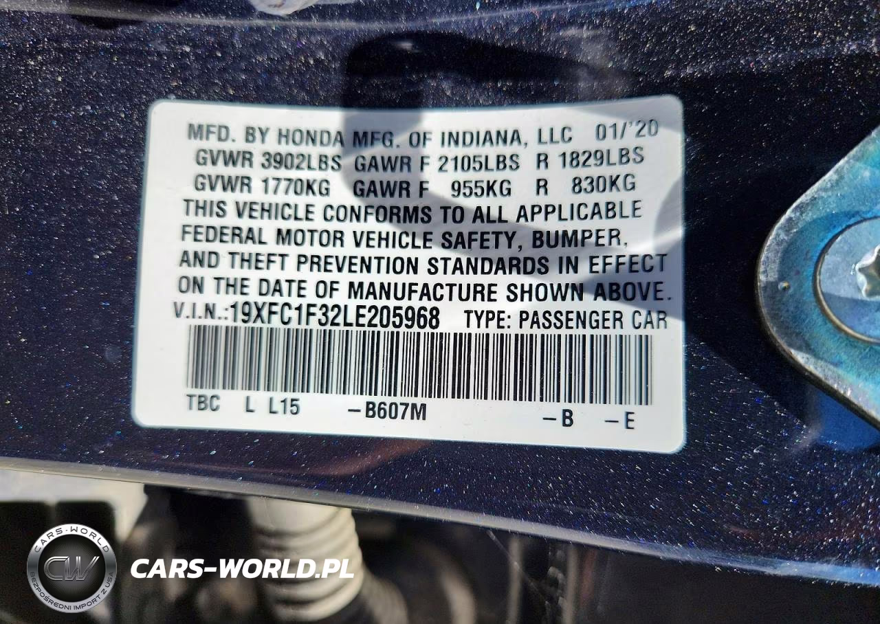 2020 Honda Civic Ex VIN:19XFC1F32LE205968 - 12