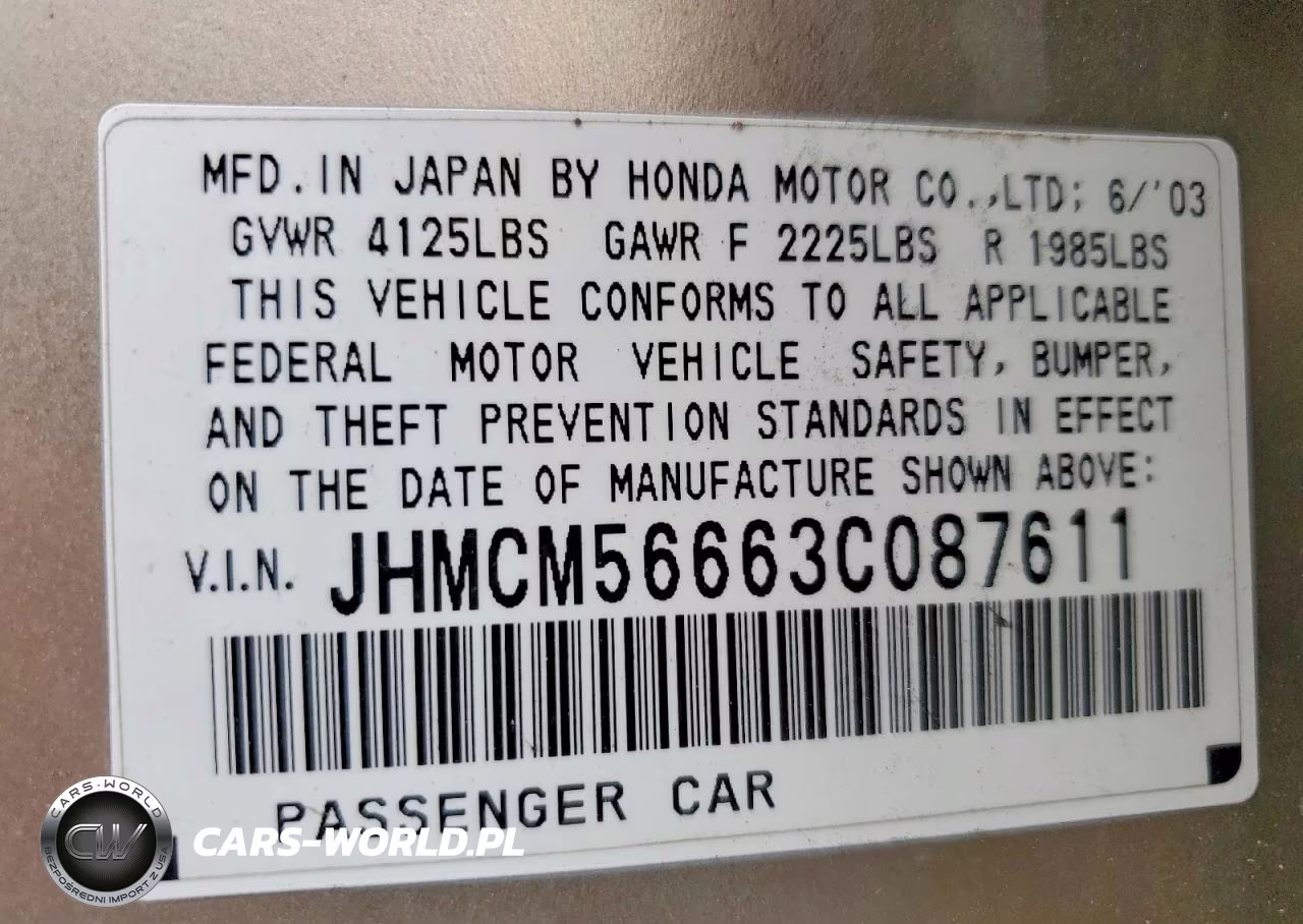 2003 Honda Accord Ex VIN:JHMCM56663C087611 - 12
