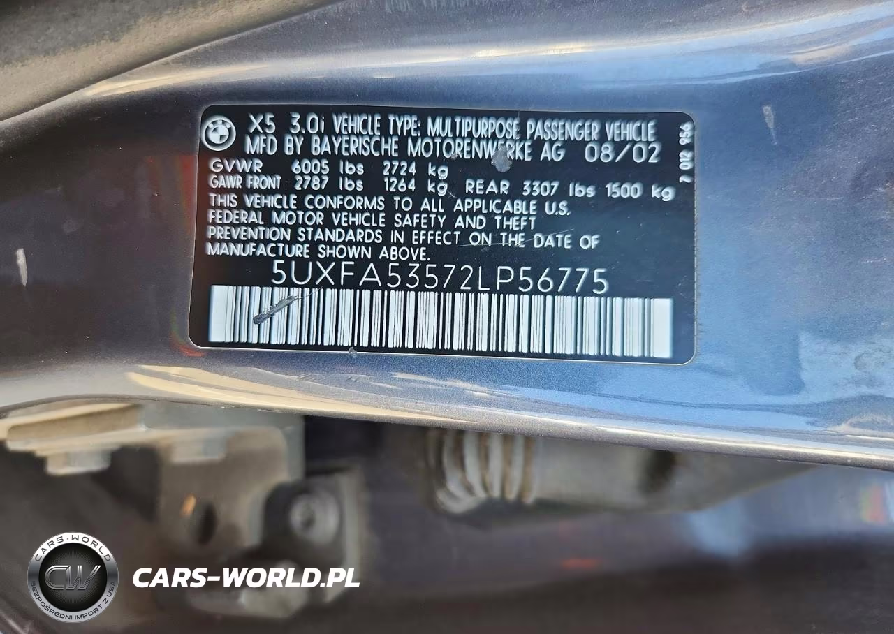 2002 BMW X5 VIN:5UXFA53572LP56775 - 13