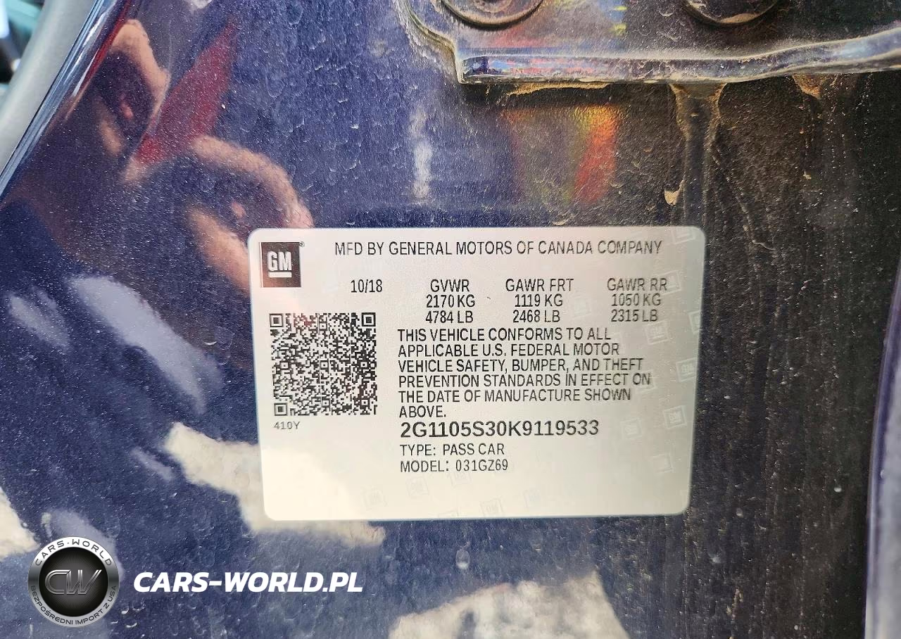 2019 Chevrolet Impala Premier VIN:2G1105S30K9119533 - 13